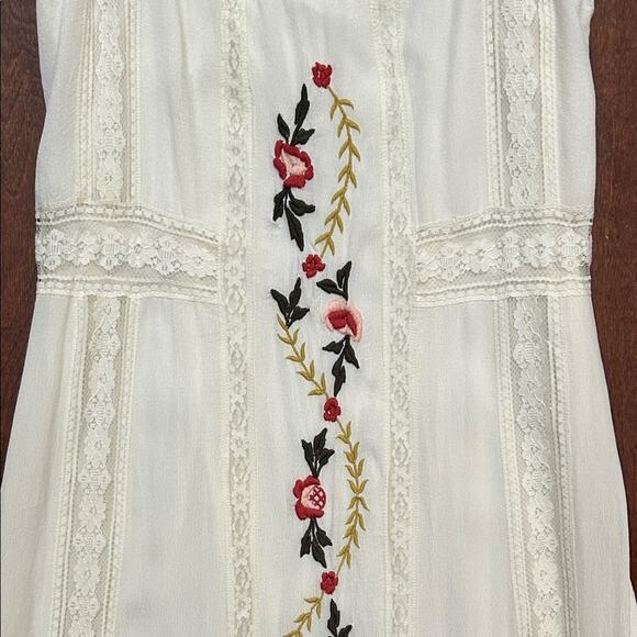 Nanette Lepore Palamino Cottagecore Cream Lace Embroidered Midi Dress, Size 6 - Picture 7 of 16